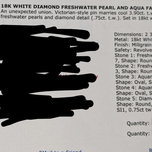 18K/Diamond/Aqua/Pearl Brooch Victorian Style - Picture 8 of 15